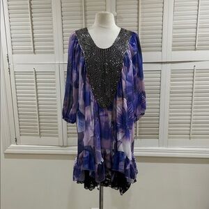 Argenti Elegant Purple Women's Top with Black Accents